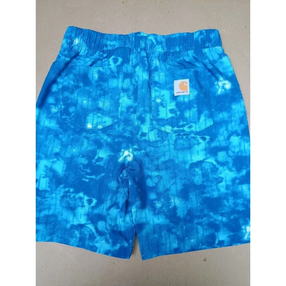 Carhartt Shorts Youth Boys sz L 14/16 Lagoon Blue Elastic Waist Wicking